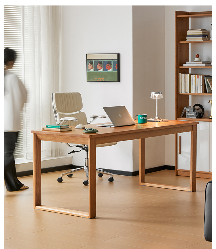 チェリー材 ナチュラルワイドデスク | たっぷり作業できる天面で効率 チェリー材 ナチュラルワイドデスク | たっぷり作業できる天面で効率