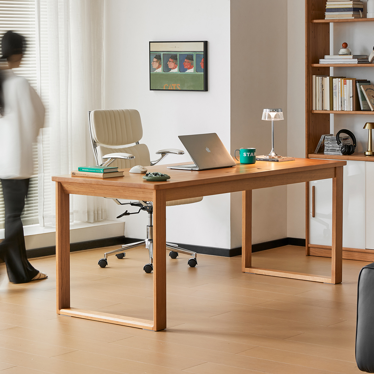 チェリー材 ナチュラルワイドデスク | たっぷり作業できる天面で効率