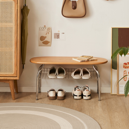 チェリー材 アーチデザインシューズベンチ