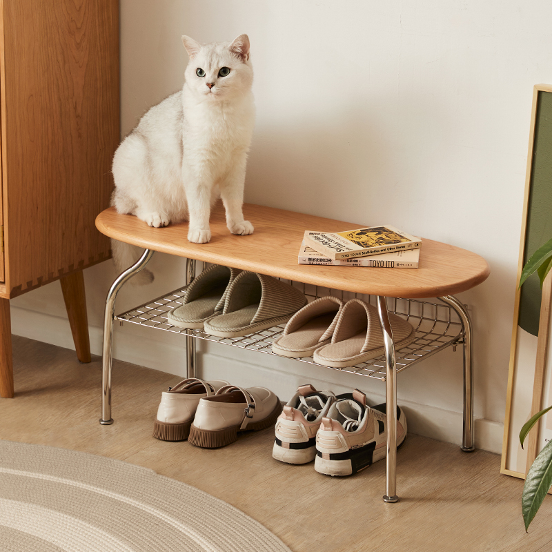 チェリー材 アーチデザインシューズベンチ