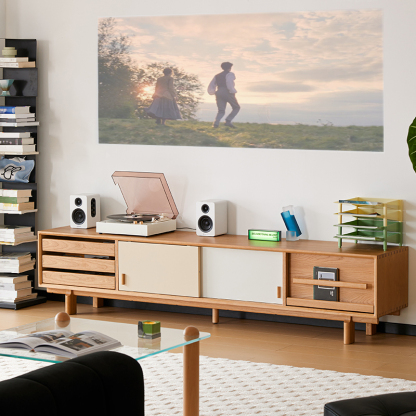 チェリー材 ミニマルデザインテレビボード