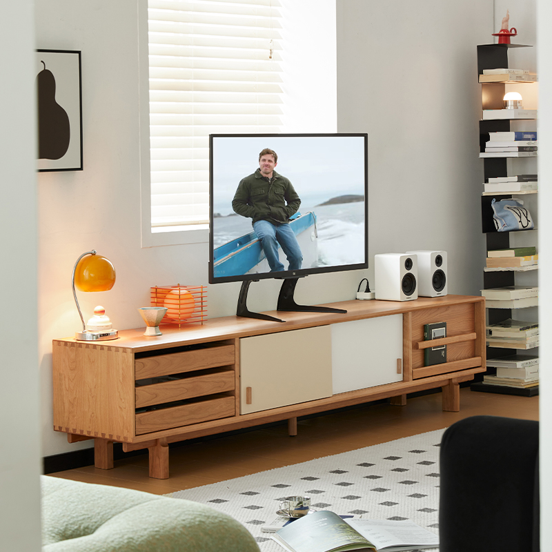 チェリー材 ミニマルデザインテレビボード