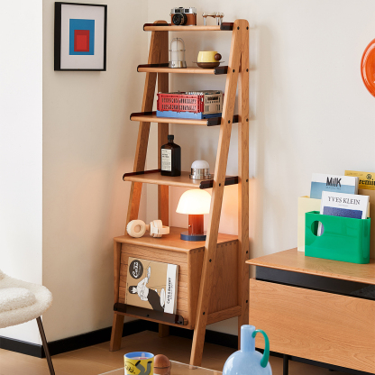 チェリー材 木製オープン収納ラック