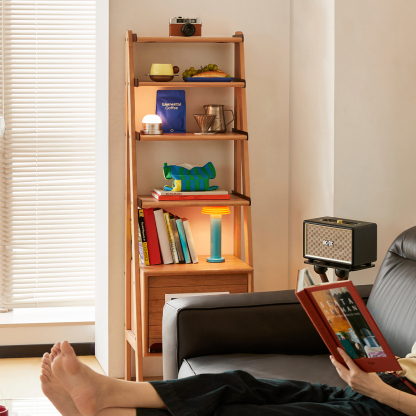 チェリー材 木製オープン収納ラック