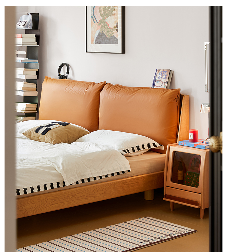 チェリー材 クッションベッドフレーム | 高級感と耐久性を兼ね備えた