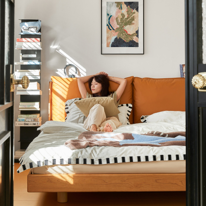 チェリー材 クッションベッドフレーム