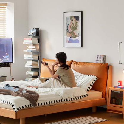 チェリー材 クッションベッドフレーム