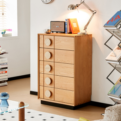 チェリー材 ナチュラルデザイン5段チェスト | 自然な風合いと耐久性を