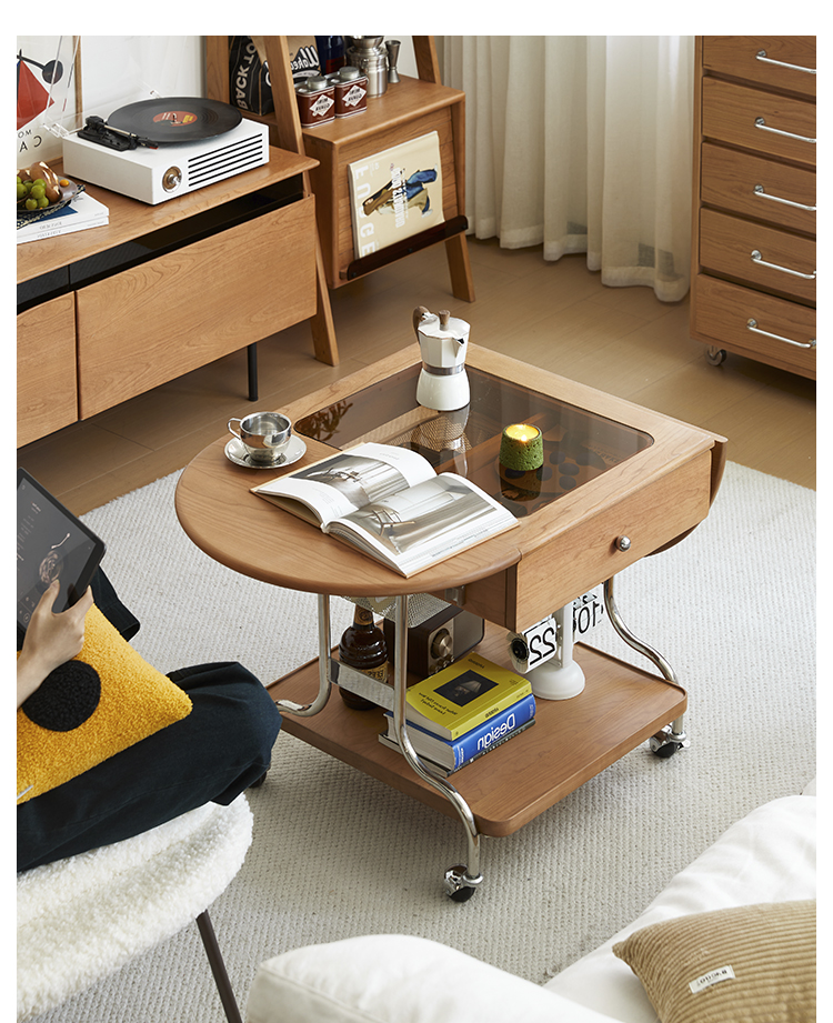 木製バタフライテーブル 　食器収納付き チェリー材 収納付き木製バタフライテーブル – CAGUUU