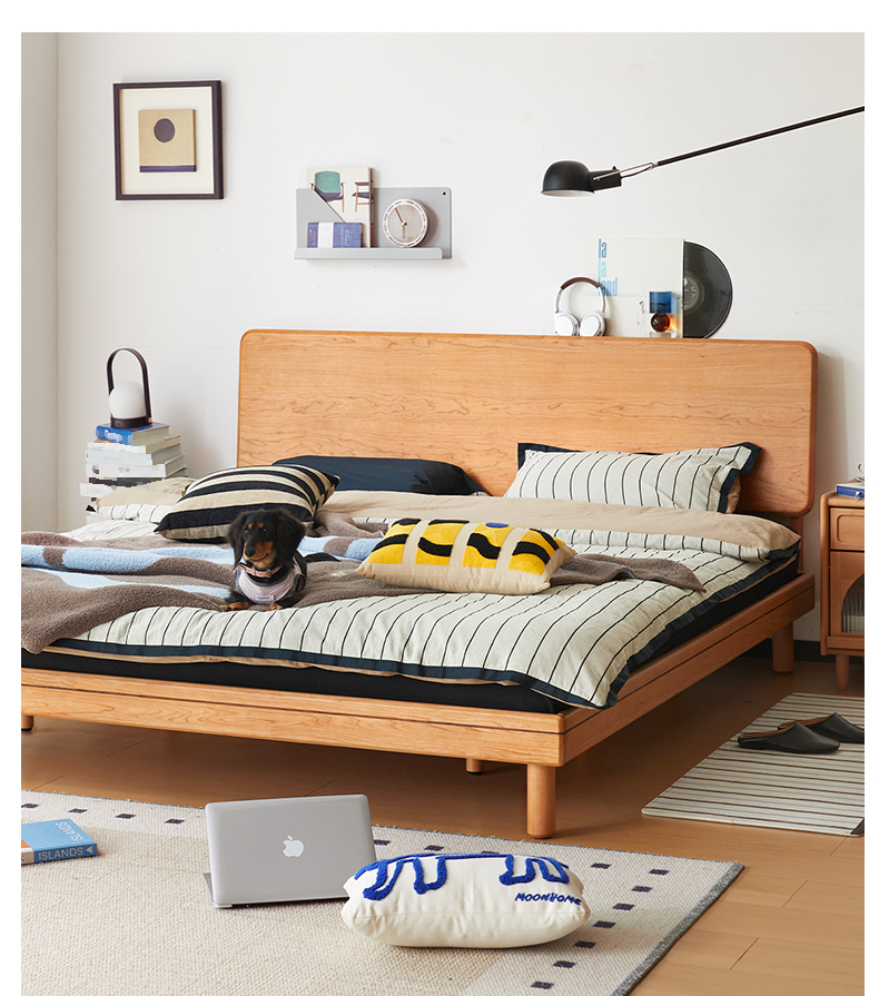 チェリー材 木製ロータイプベッド | 高級感と耐久性を両立した洗練