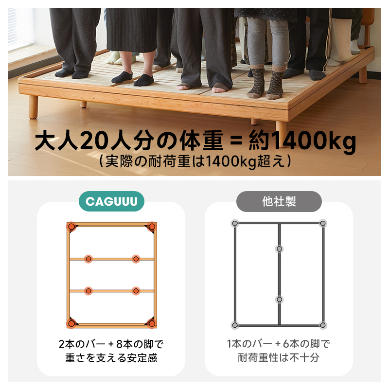 チェリー材 木製ロータイプベッド