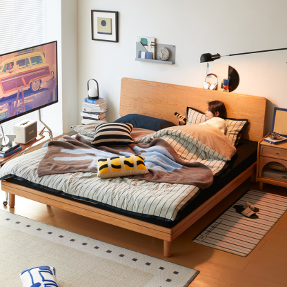 チェリー材 木製ロータイプベッド