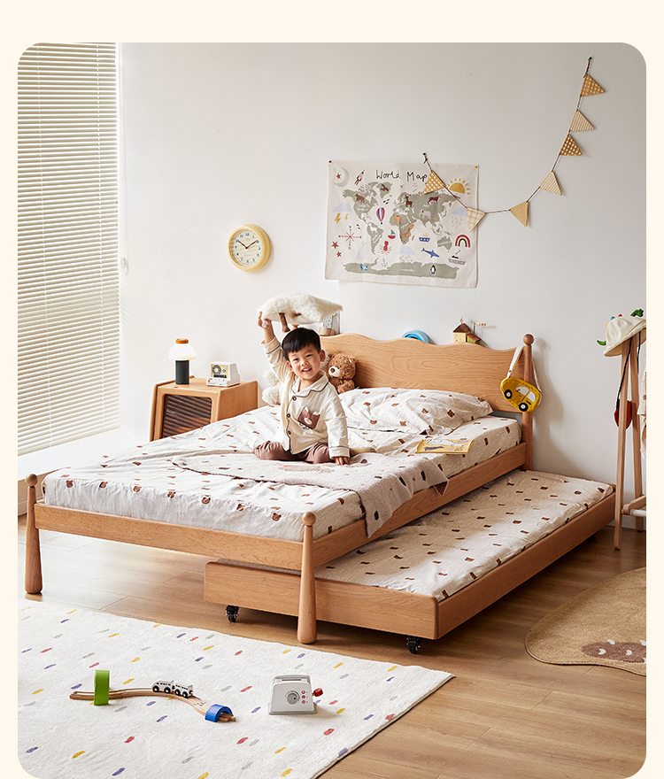 チェリー材 多機能2段ベッド | 省スペースに賢く対応する頼れる構成