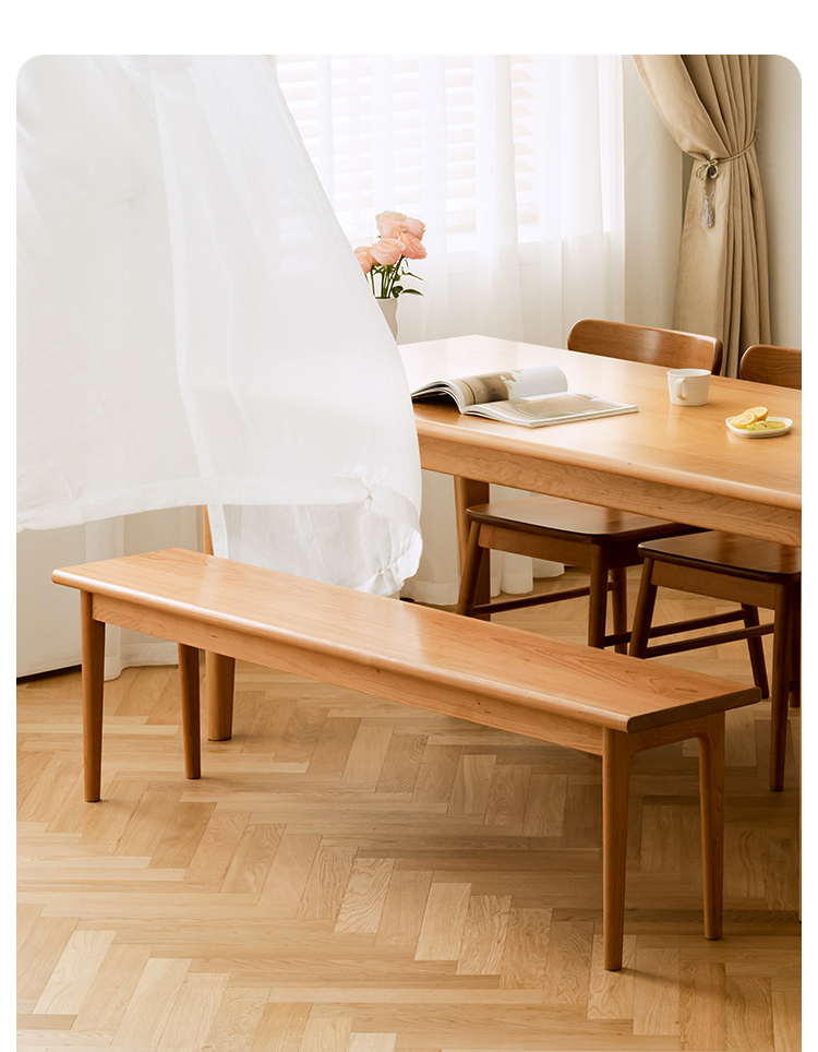 チェリー材 シンプルダイニングベンチ | 高級感ある仕上がりと耐久性を