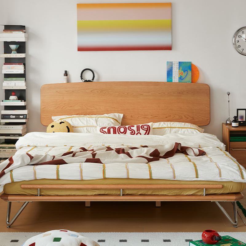 チェリー材 ナチュラル天然木ベッド