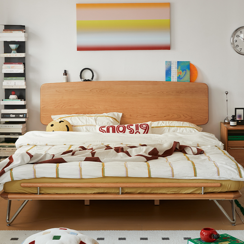 チェリー材 ナチュラル天然木ベッド