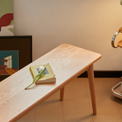 北欧風天然オーク材ダイニングベンチ