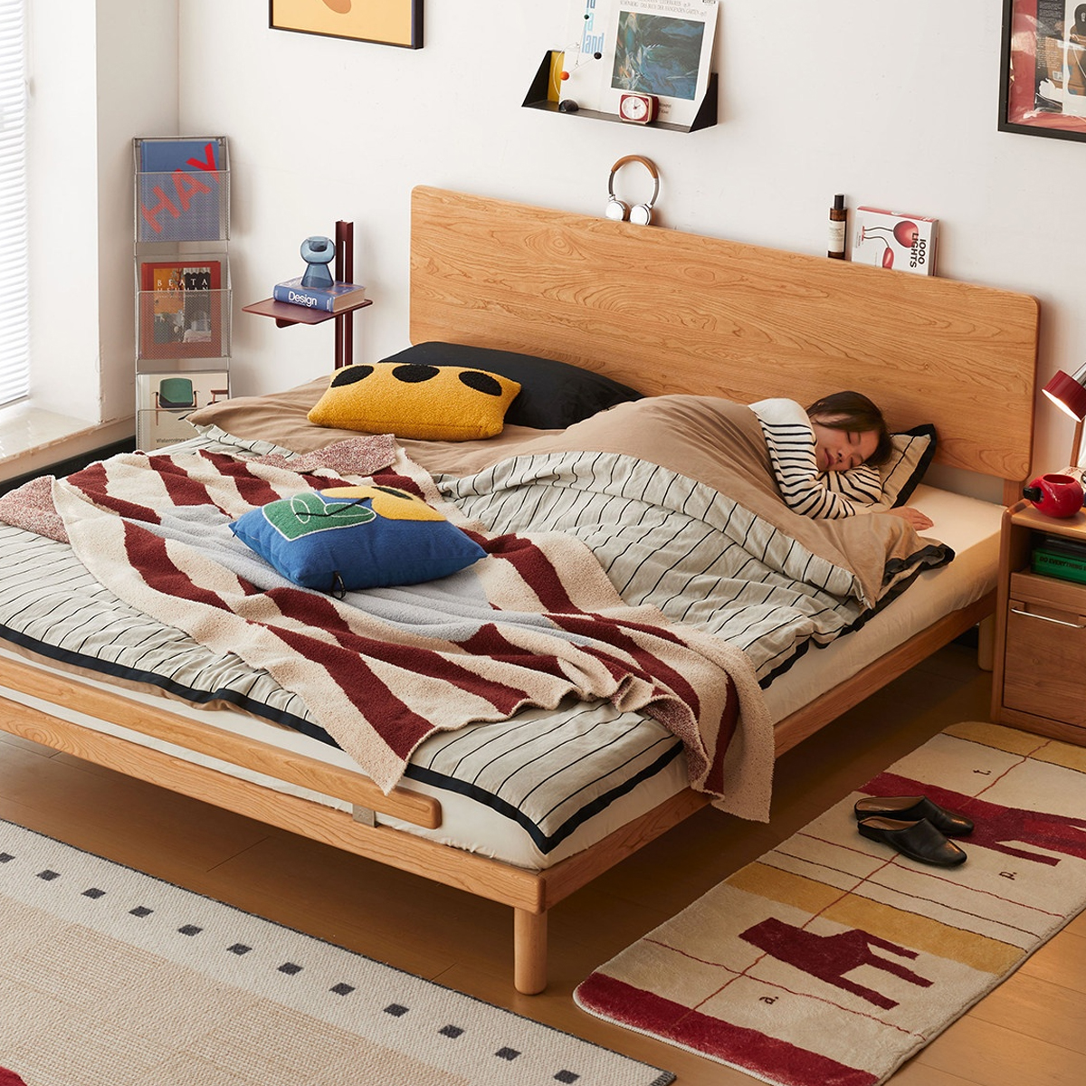 Woody Prime Cherry チェリー材静音構造ベッドフレーム