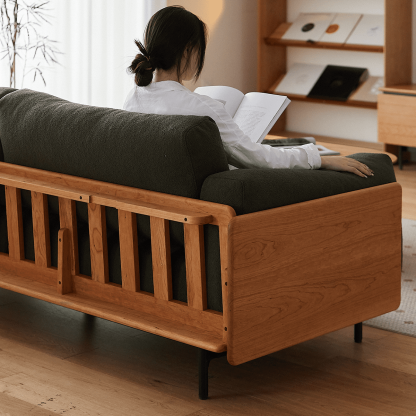 Woody Prime Cherry ウッドフレームパイルクッションソファ【カスタマイズ可】