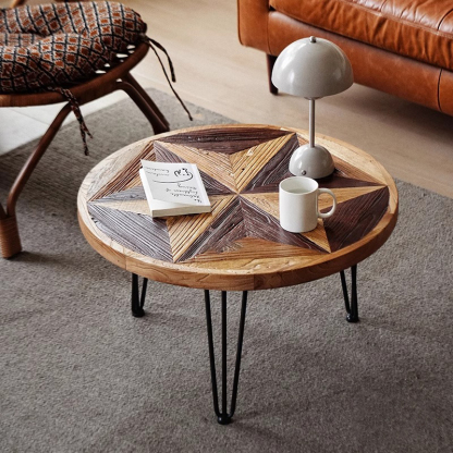 天然木ヴィンテージスターテーブル | ユニークな星形デザインと持続