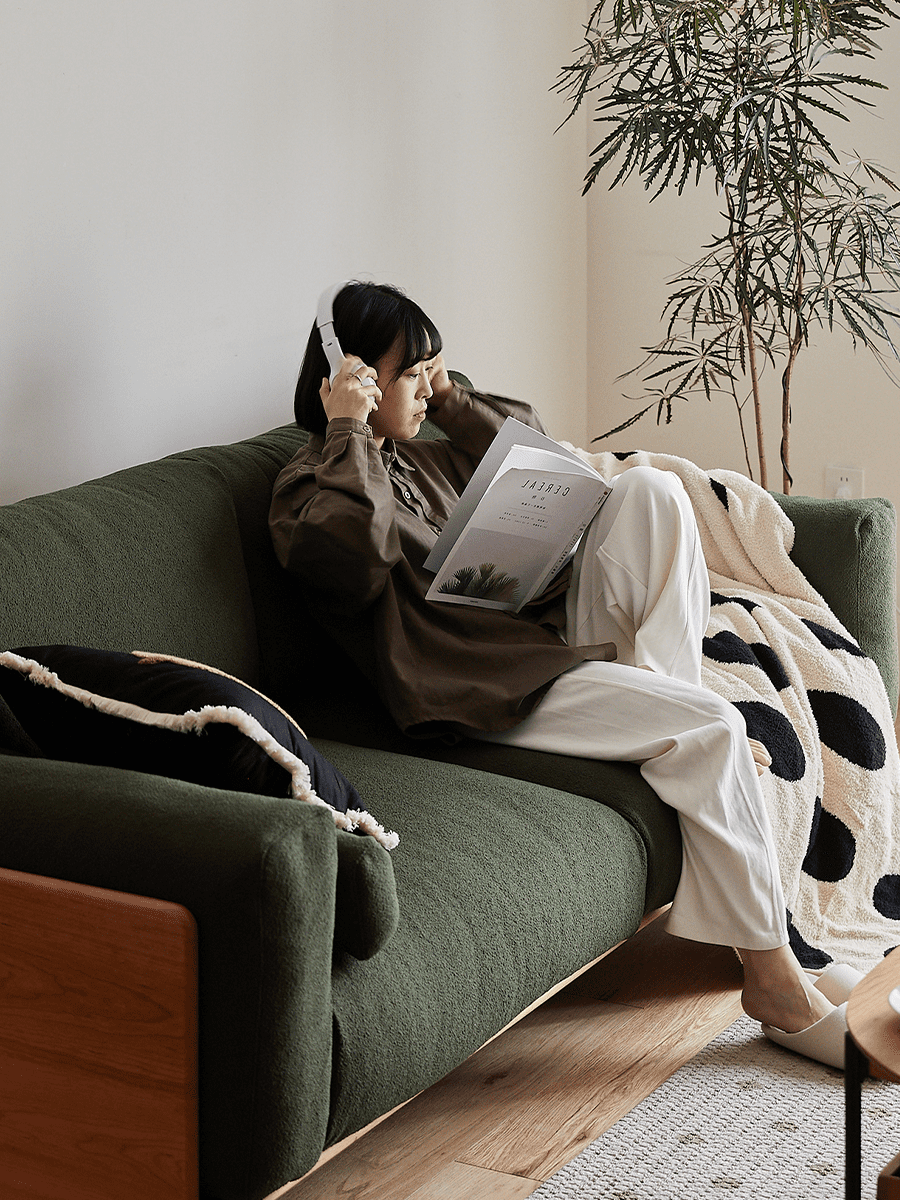 Woody Prime Cherry ウッドフレームパイルクッションソファ【カスタマイズ可】