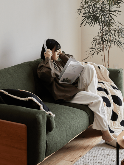 Woody Prime Cherry ウッドフレームパイルクッションソファ【カスタマイズ可】