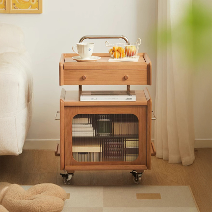 チェリー材 ロボットサイドキャビネット | チェリー材の木目が映える