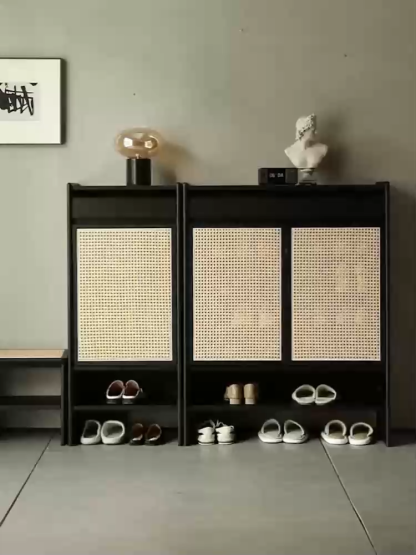 Woody Auraラタン調シューズラック