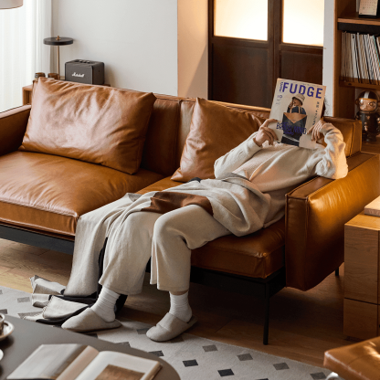 クラシックレザークッションソファ【カスタマイズ可】