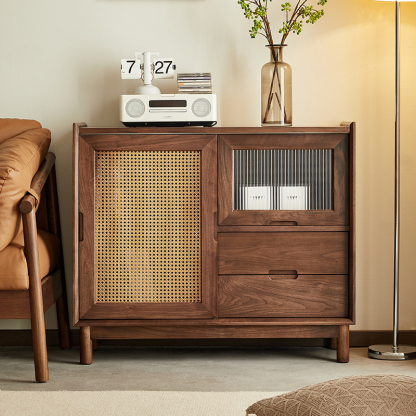 ブラックウォールナット材 多収納キャビネット