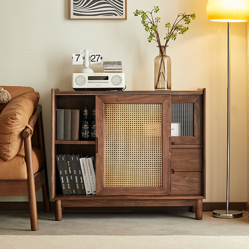 ブラックウォールナット材 多収納キャビネット