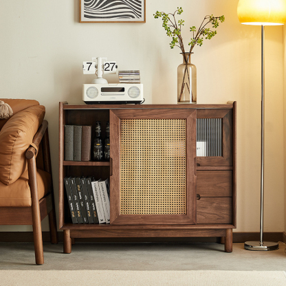 ブラックウォールナット材 多収納キャビネット