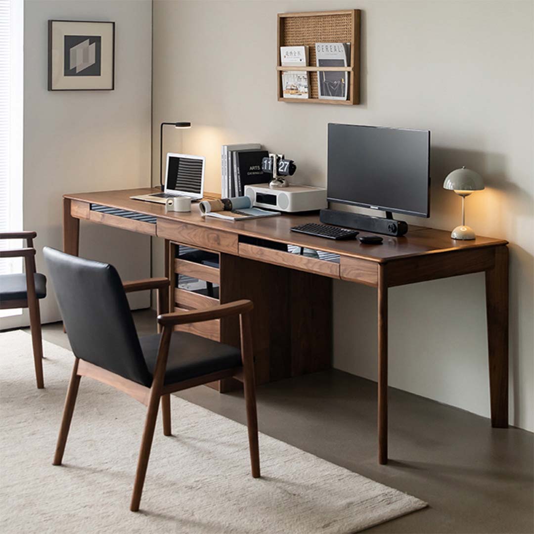 天然木クラシカルツインワーキングデスク – CAGUUU