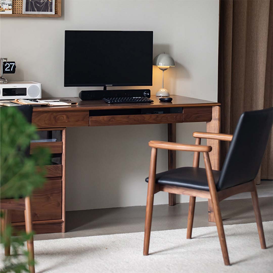 天然木クラシカルツインワーキングデスク