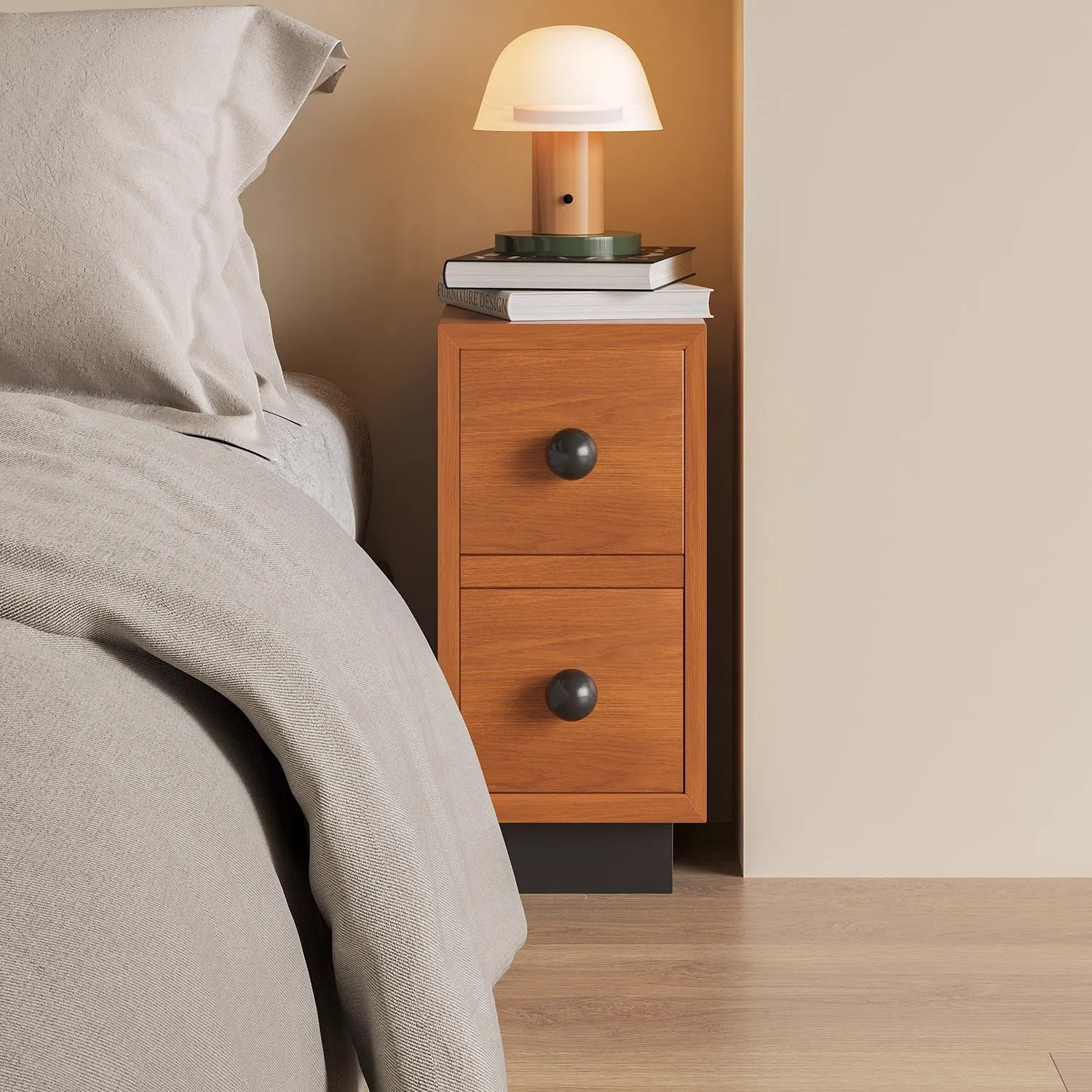 木製ベッドサイドテーブル