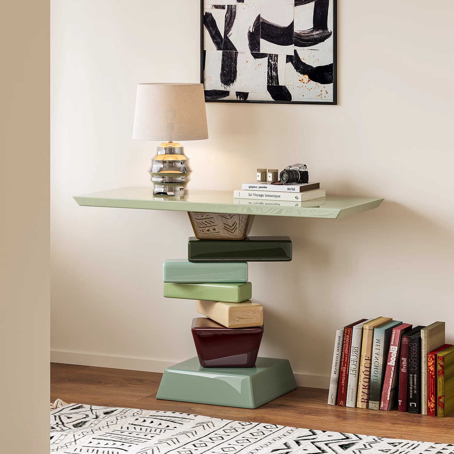 積み木風玄関コンソールテーブル | 遊び心あるフォルムで空間に