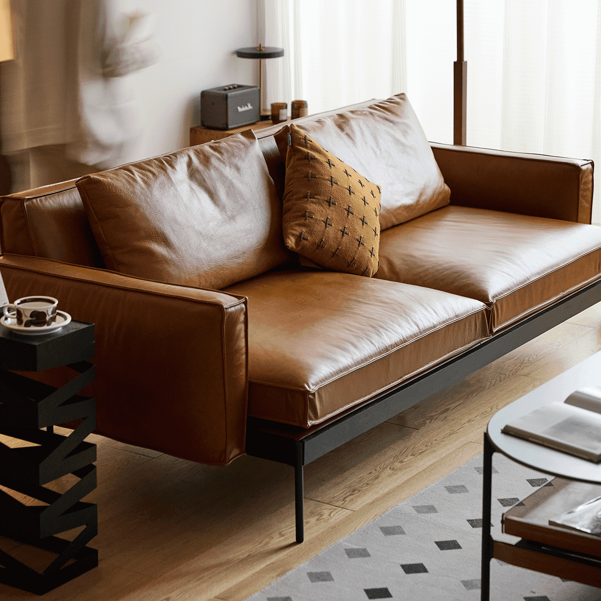 クラシックレザークッションソファ【カスタマイズ可】