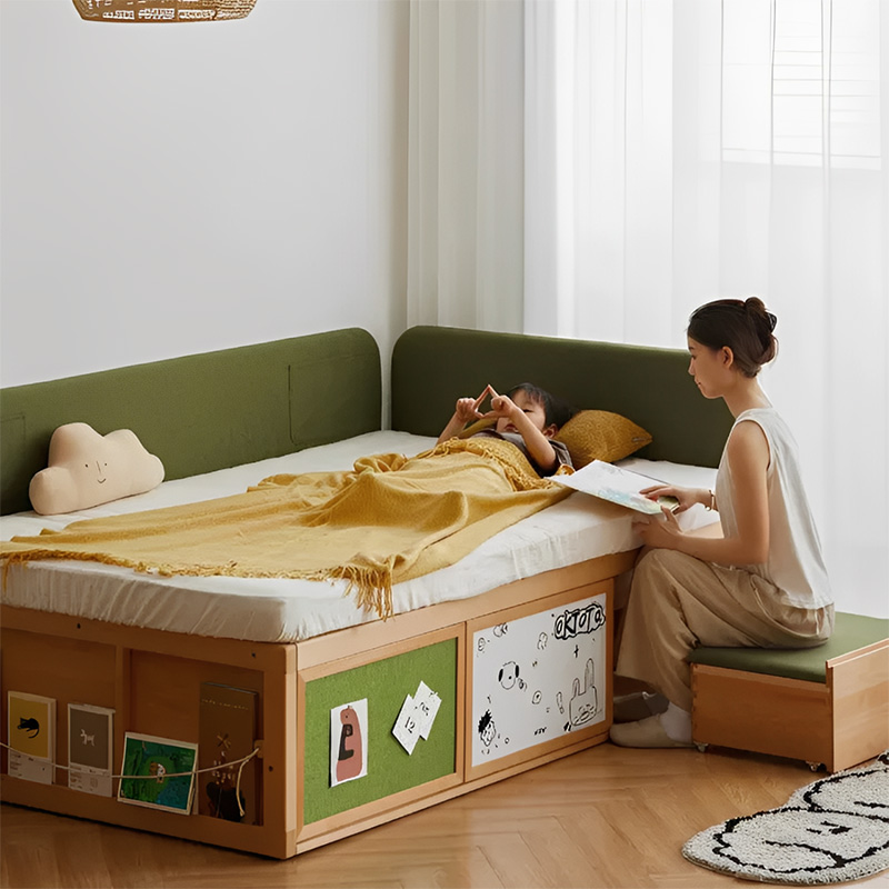 収納ポケット付き子ども用ベッド