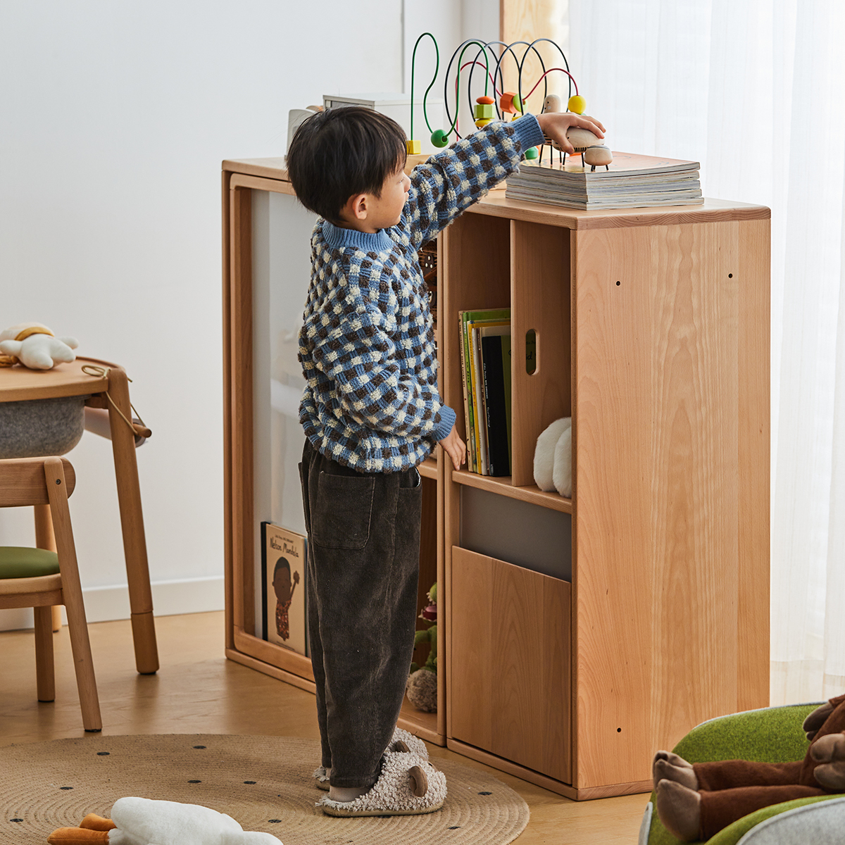 子ども用木製ユニットキャビネット