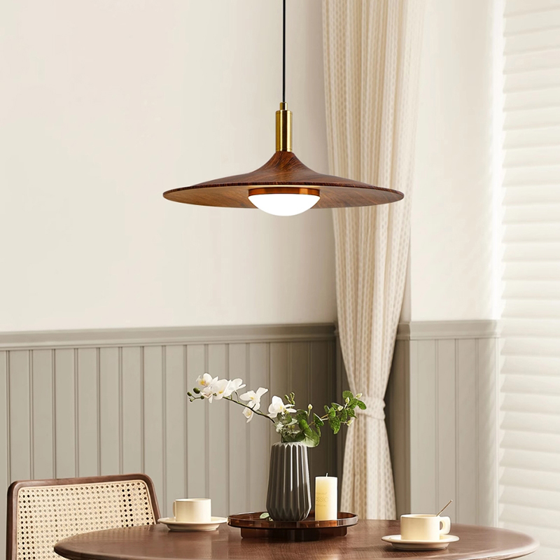 【美品]おしゃれなペンダントライト　スチール×天然木（ウォルナット） 美品]おしゃれなペンダントライト スチール×天然木（ウォルナット）
