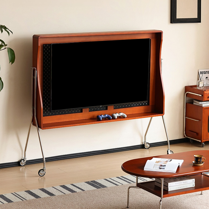 ツゲ材 有孔ボード付きテレビボード