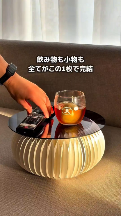 Kraft Paper 楕円デザインテーブル｜ディスプレイにも使える折り畳み式ローテーブル