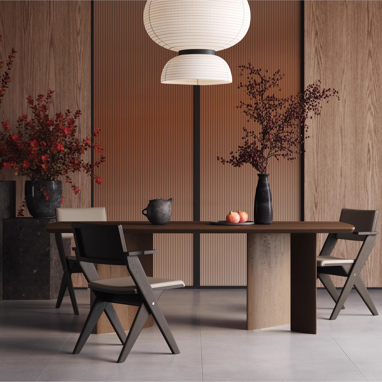 肘掛け木製ダイニングチェア