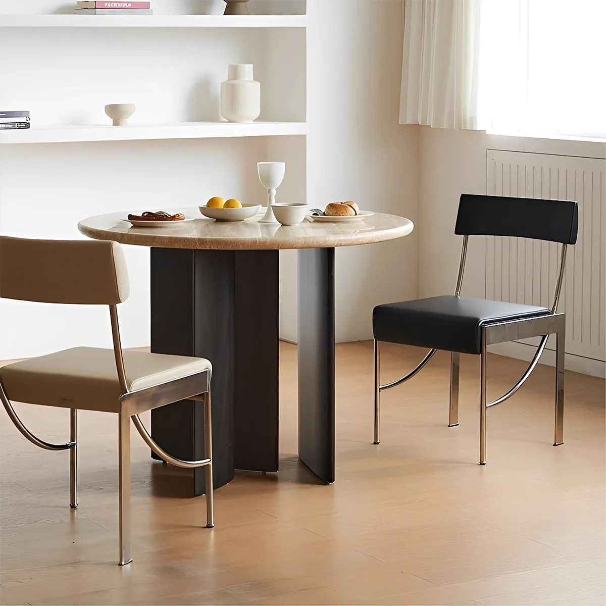 スチールモダンアームレスチェア