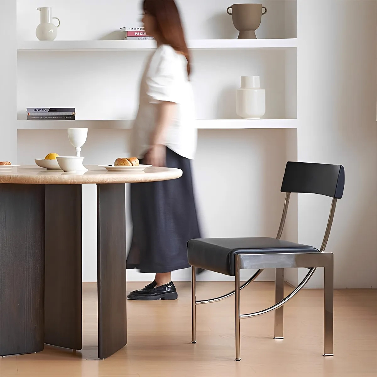 スチールモダンアームレスチェア