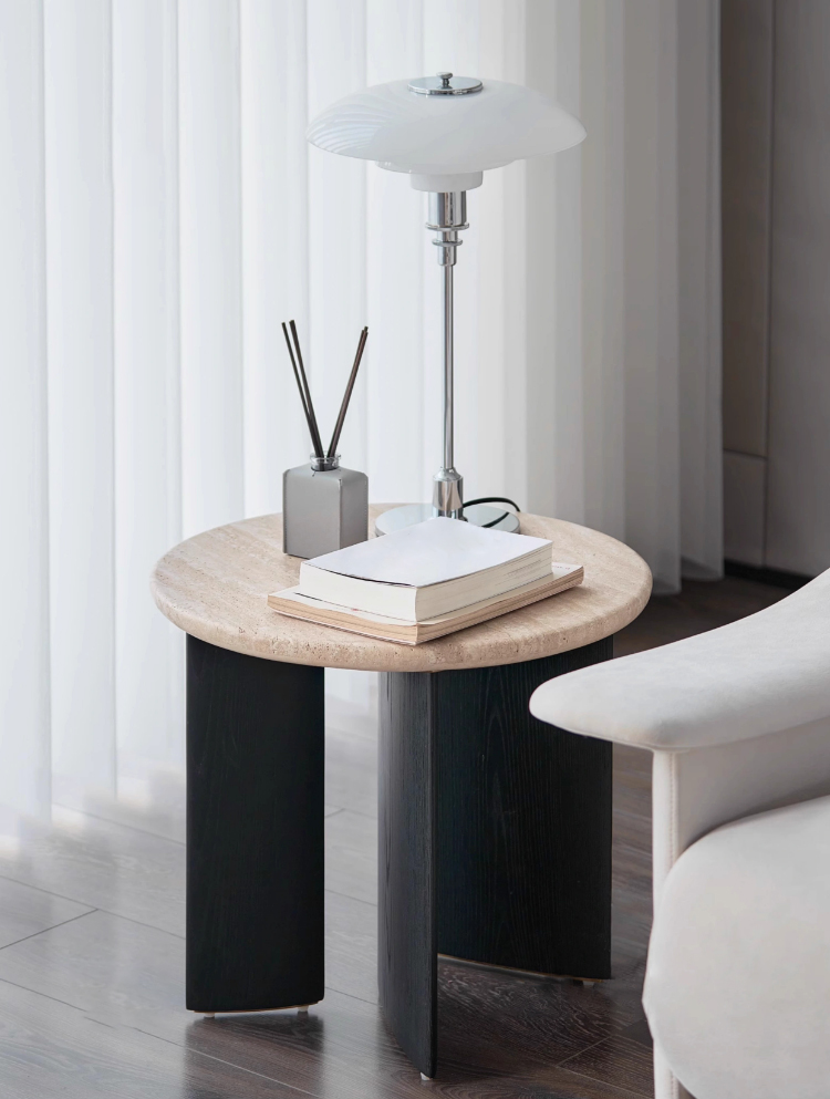 レトロモダン木製サイドテーブル | なめらかな曲線が空間にやさしさを