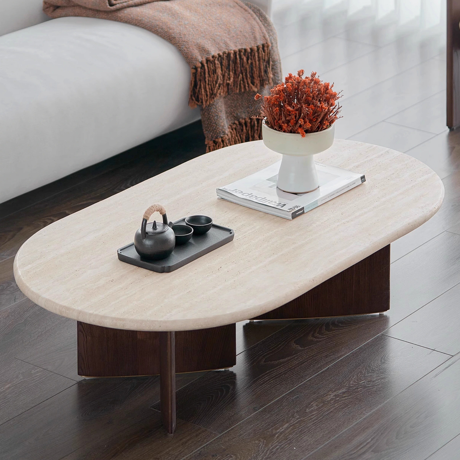 レトロモダン木製コーヒーテーブル