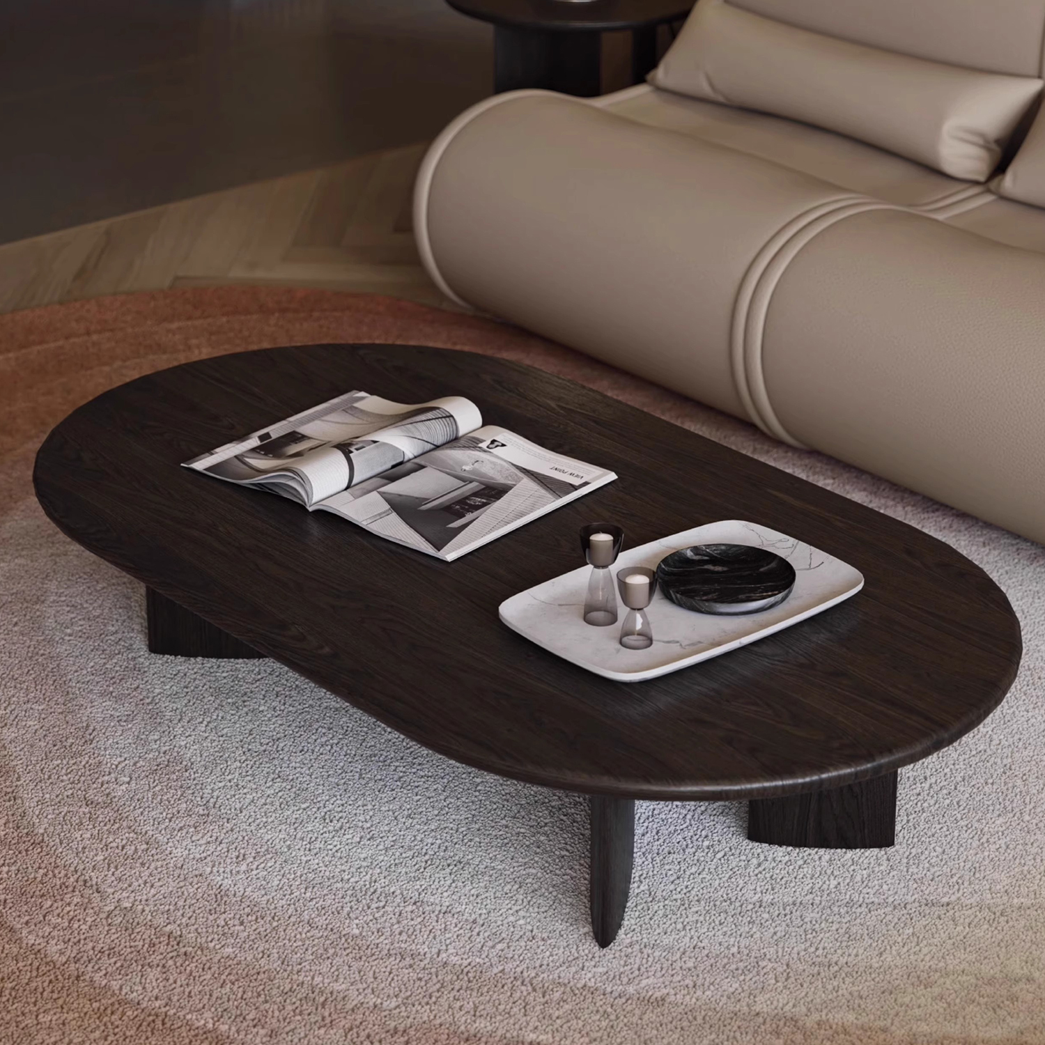 レトロモダン木製コーヒーテーブル | 北欧テイストを取り入れた質感