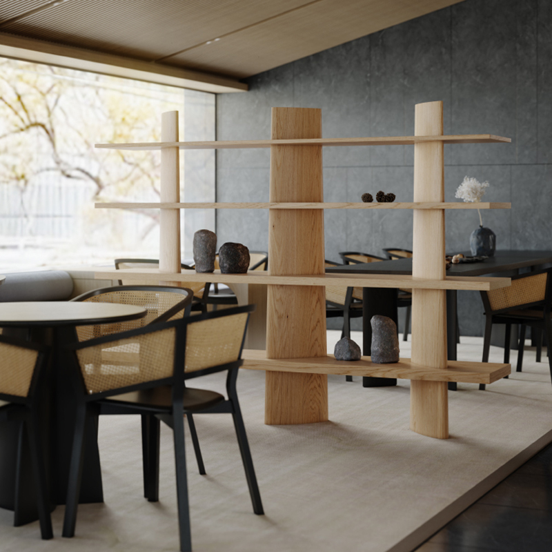 シンプルデザイン格子シェルフ