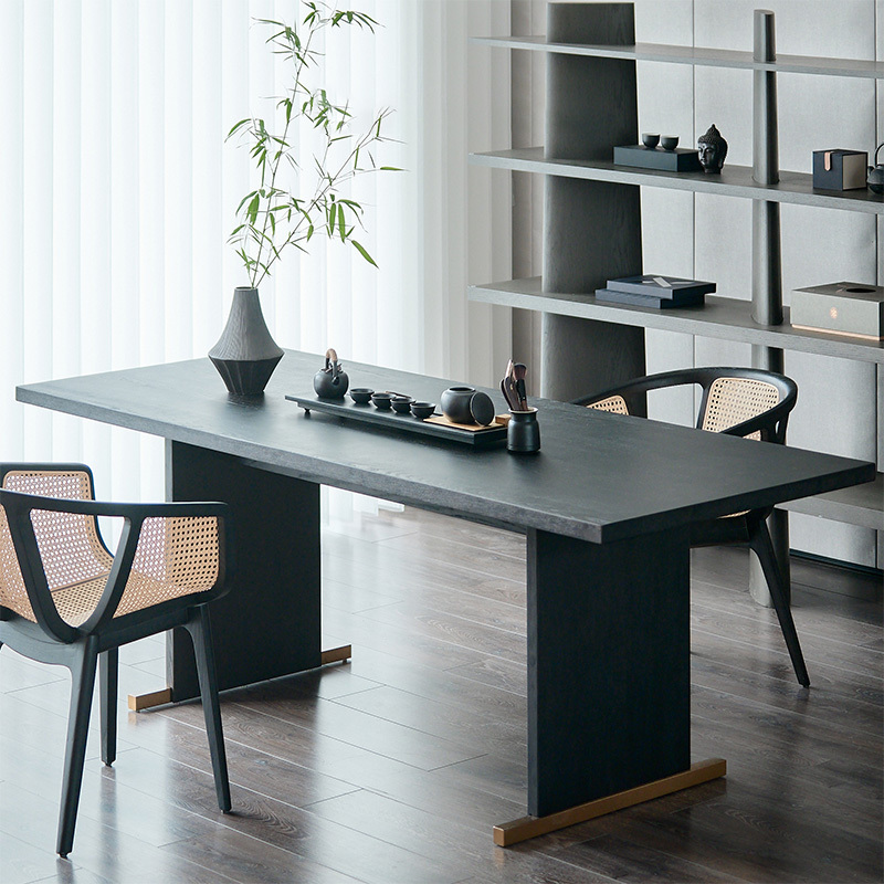 和モダン木製ダイニングテーブル